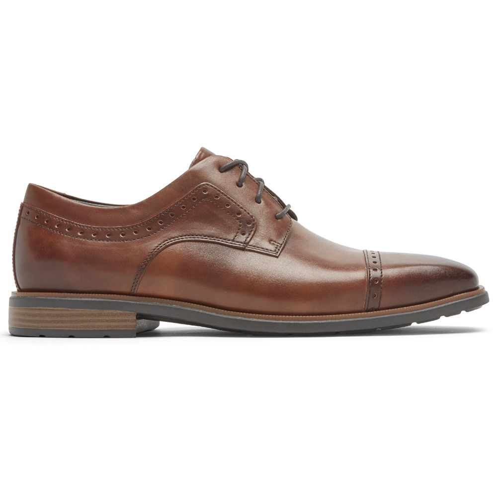 Rockport Singapore Mens Oxfords - Farrow Cap Toe Brown - YG5819340